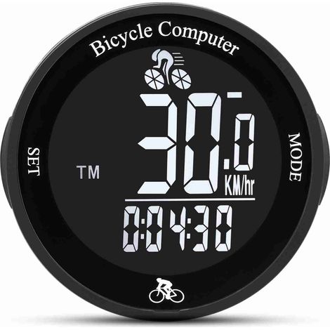 Ordinateur de vélo rétro-éclairage LED multifonction rond sans fil, odomètre de cyclisme (1/5)