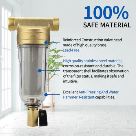 Purificateur d'eau domestique pré-filtre interface 1 pouce canalisation de lavage à contre-courant central pour toute la maison (1/4)