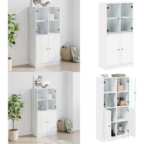 Highboard mit Türen Weiß 68x37x142 cm Holzwerkstoff - Sideboard - Holz Sideboard - Weißer Highboard - Wohnzimmer Möbel - Regal - Home & Living