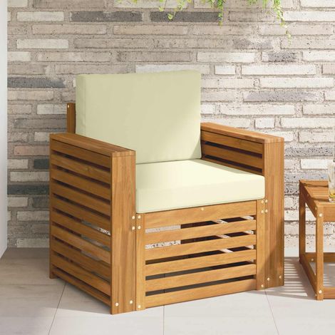 Outdoor-Sofagarnitur Massives Akazienholz und Polyester Natur (1/5)