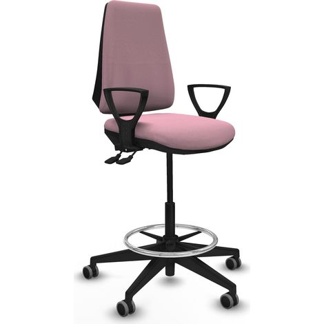 Taburete Elche AS bali rosa brazos fijos base piramidal ruedas 65mm engomadas