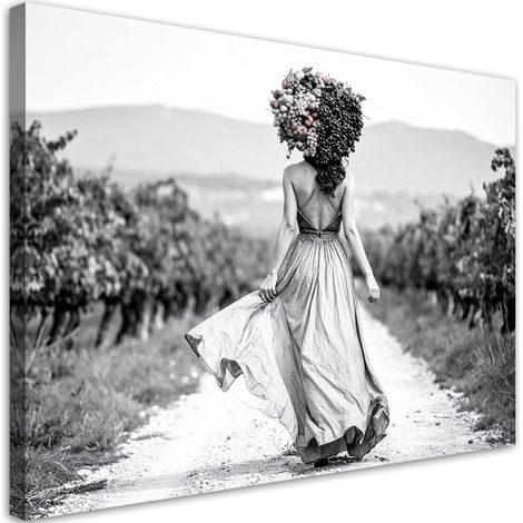 Tableau déco Femme avec des fruits sur la tête 100x70 (1/4)