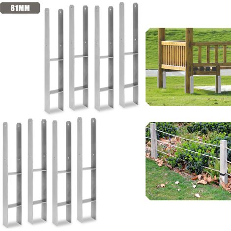 SWANEW Supporto per palo H per Carport Recinzioni Supporto per palo in H Supporto da incasso 81MM 8 pezzi (1/5)