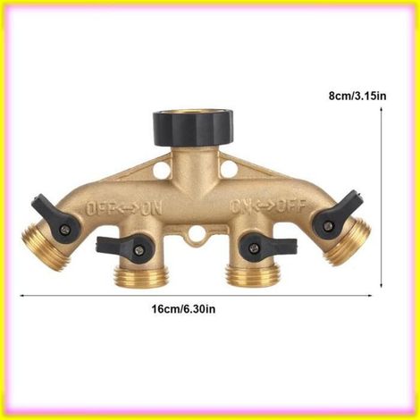 keenso Connecteur de robinet de tuyau 3/4 Inch Brass 4 Way Hose Pipe Splitter Nozzle Switcher Tap jardin outils fil américain (1/5)