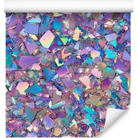 Papel pintado iridiscente con purpurina azul, violeta y morado, 50x1000 cm. (1/5)