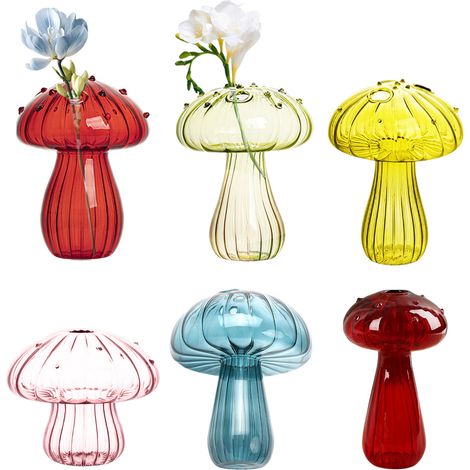 1 Vase champignon, verre coloré, culture hydroponique, mini aquarium plante, décoration intérieur (1/5)