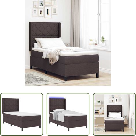 vidaXL Holzrahmen - LED Boxspringbett mit Matratze Dunkelbraun 100 x 200 cm Stoff (1/5)