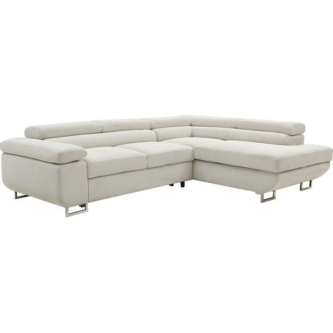 Divano letto in Velluto a coste Beige - Angolo a destra - NURAZIO