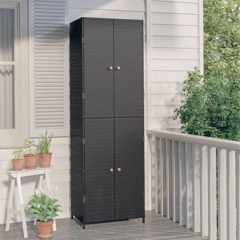Armoire de bureau, Armoire de rangement de jardin Noir 59x40x180 cm Résine tressée WFE436482 DESIGN IN (1/5)