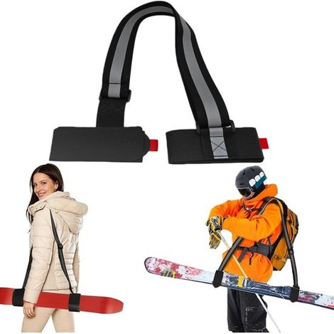 Sangles de ski Harnais de luge Bretelles pour le ski de randonnée Sangle de fixation pour skiboard (663,8 cm) (1/5)