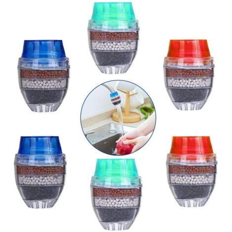 6PCS Kitchen Faucet Faucet Round Activated Carbon Filter Faucet Water Filter 5 Layers Home Purified Water Faucet (1/5)