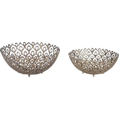 Dekoschalen 2er Set GROGOL Metall Gold