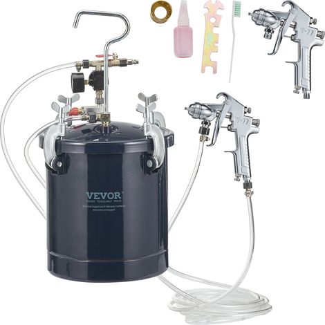 Mophorn – Pistolet à peinture 10 L avec 2 pistolets 1,5 mm et 4 mm – Pression max 60 PSI – Idéal pour peinture latex et métallique – Réservoir sous pression