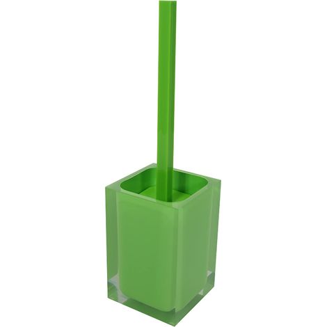 Brosse WC vert acide, dimensions et poids : 37,5 x 9,8 x 9,8 cm et 0,855 kg, fabriquée en résine transparente, brosse de toilette design, fabriquée à la main (1/5)