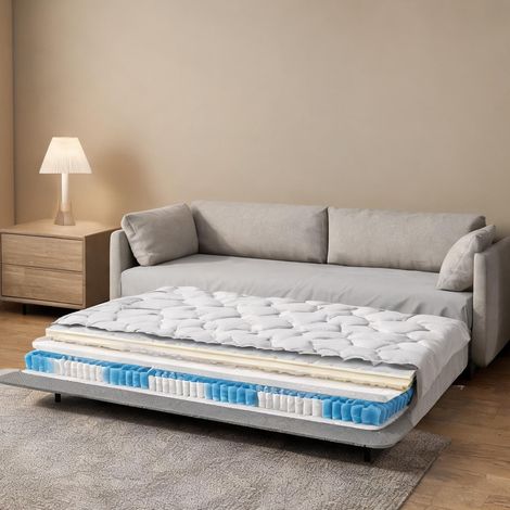 Matelas coloris blanc en foam Spring 190 x 140 x 10 cm (1/5)