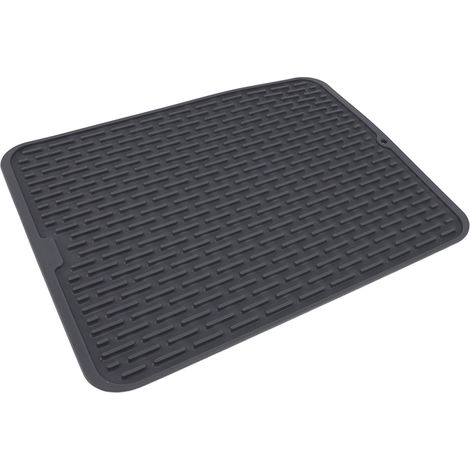 Tapis d'égouttage rectangulaire en silicone, isolant thermique, antidérapant, avec rebord d'égouttage intégré, pour plan de travail de cuisine, petite taille. (1/5)