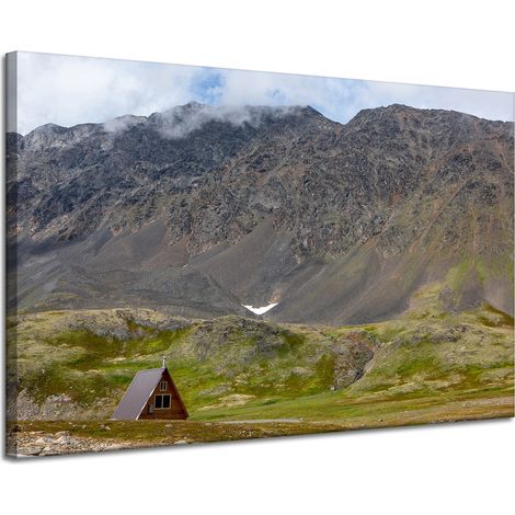 Stampa su tela "Casetta nella natura in montagna" 120x80 cm