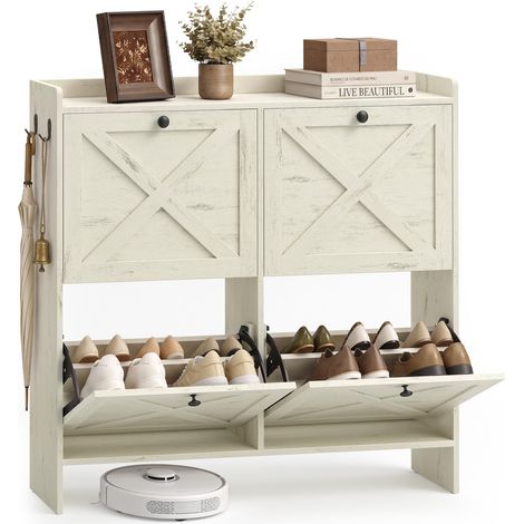 Meuble à Chaussures, à 4 Abattants, Armoire de Rangement (1/5)