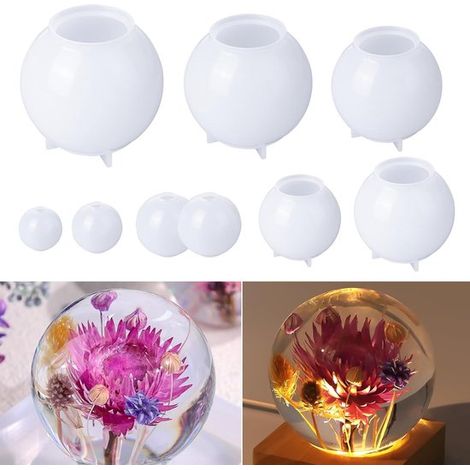 Epoxidharzformen 9-teiliges nahtloses Kugel-Silikonform-Set weihnachtliche Harzformen Kugel-Silikonformen für Epoxidharz Blumenkonservierung
