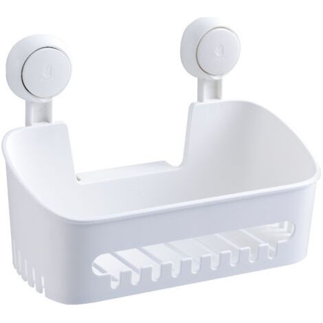 Etagère Douche Ventouse Serviteur Panier de Douche Amovible sans Perçage pour Salle de Bain Panier Rangement Cusine pour Shampooing Revitalisant Savon - Blanc (1/5)