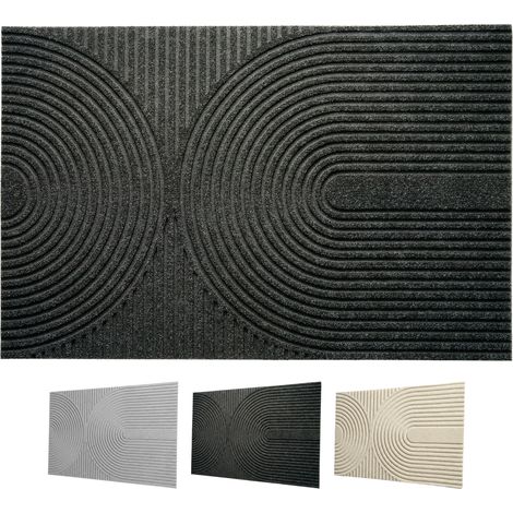 Paillasson Circa antisaleté, style Boho ondulé, Anthracite, 40 x 60 cm