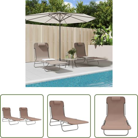 Gartenliege - Sonnenliegen Klappbar 2 Stk. Braun Textilene und Stahl (1/5)