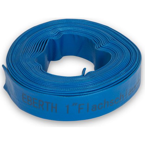 EBERTH 1" Flachschlauch Gartenschlauch für Pumpen in 10m Länge, 1 Zoll, 25mm Durchmesser, flexibel, widerstandsfähiges PVC, Industrieschlauch, Wasserschlauch zur Bewässerung, in blau
