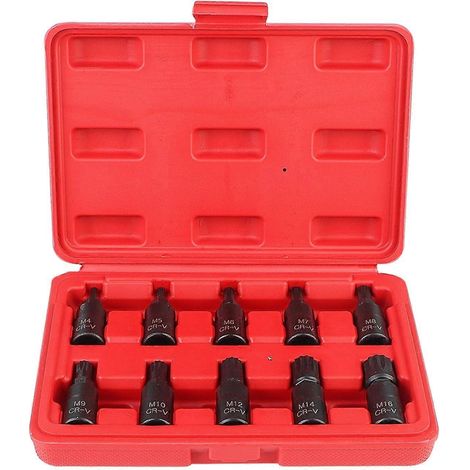 Jeu de douilles Torx 12 pans en acier Cr-Mo, entraînement 3/8 pouce, pour mécaniciens, outil de clé à douille durable, 6 pièces (1/5)