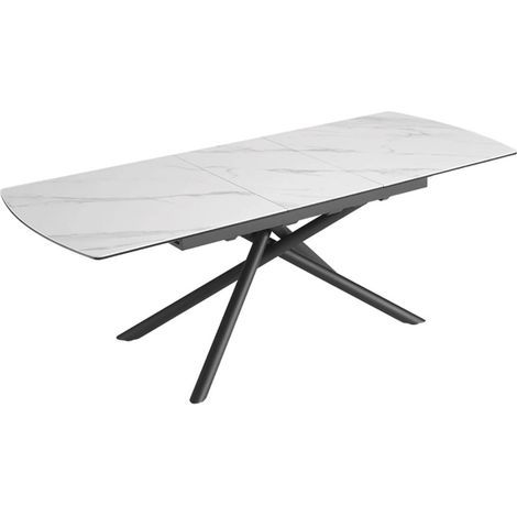 Esstisch OPHIRA – Ausziehbar von 180 bis 230 cm – Weißer Marmoreffekt – Metallbeine – Zeitgenössischer Stil
