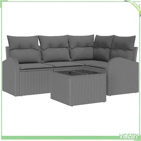 Ensemble de canapé de jardin - FAFEICY - 3354702 - Noir - Polyrotin - Modulable 5 pièces (1/5)