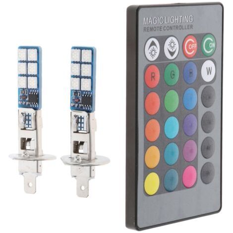 Pair Lot de 2 ampoules LED RGB 880 881 H1 pour phares antibrouillard de voiture (prise H1).