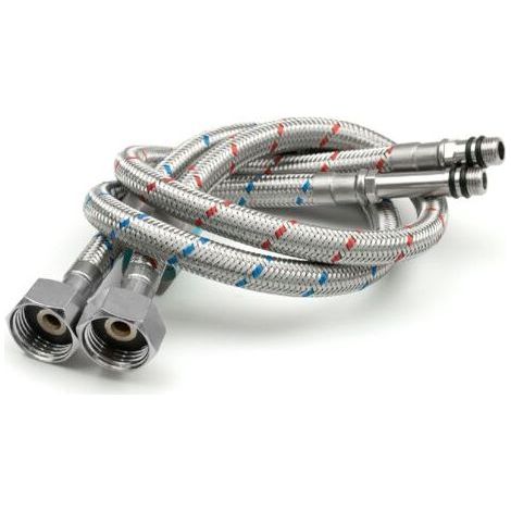 Set of 2 flexible connections M10 x 1/2 - Length 600 mm - Braided 304 stainless steel - Pressure 10 bars for kitchen/sink mixer (1/5)