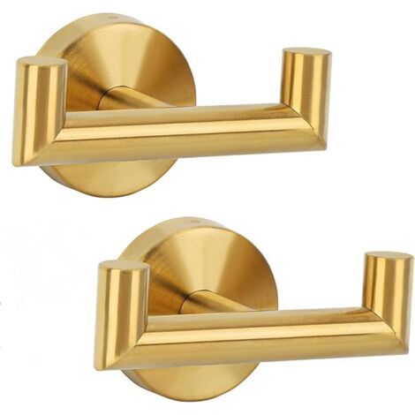BUNTHAUS Badezimmer-Kleiderhaken, 2 Stück, Küchenhandtuchhaken, Wandhaken mit Schrauben, Edelstahl-Kleiderhaken, Wandhandtuchhalter, Haken und Kleiderhaken für Zuhause (Gold) (1/5)