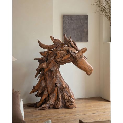 Horse - Sculpture déco tête de cheval en teck massif (1/5)