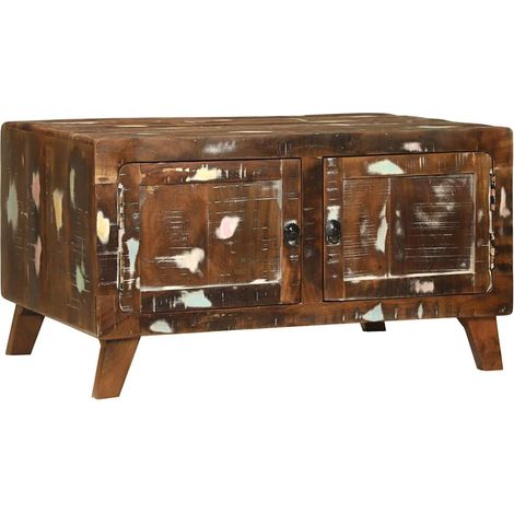 Table basse Table de salon Table de café Multicolore 80 x 54 x 45 cm Bois Recyclé Solide (1/5)