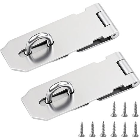 2PCS Loquet Cadenas Acier Inoxydable, Moraillon Porte Cadenas avec Vis, Loquet en Deux Parties pour Cadenas Sécurisé, Boucle pour Robuste pour Maison Jardin Garage Utilisateurs Bricolage (1/5)