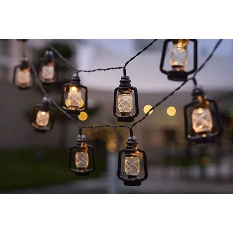Guirlande lumineuse LED noire rétro à huile, lanterne d'extérieur à piles - Trois mètres (1/5)