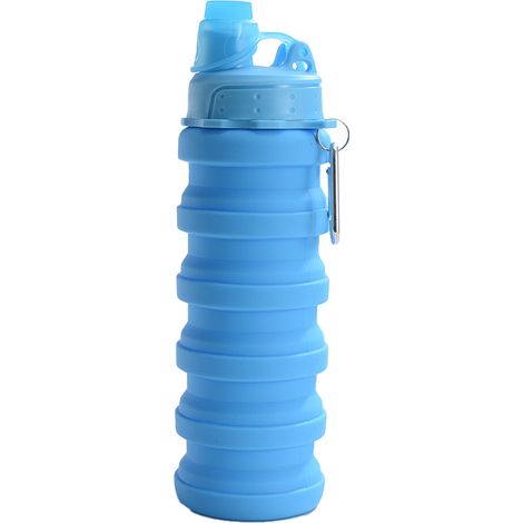 Bouteille À Eau Pliable - Silicone Alimentaire - Bouchon Vis - Étanche - Pour Randonnée Voyage Camping - 500 ml (1/5)