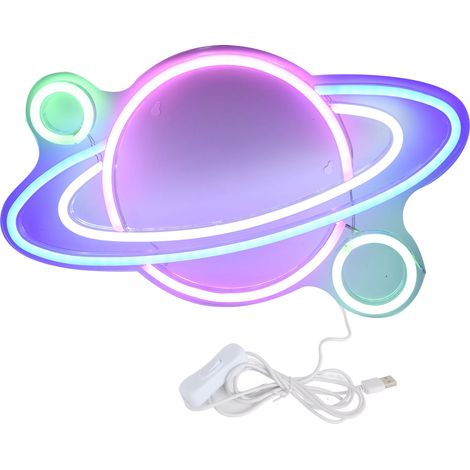 Enseigne LED planétaire néon PVC haute luminosité, lueur uniforme, alimentation USB, économie d'énergie. (1/5)