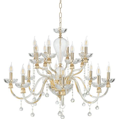 Lustre classique en verre soufflé 16 lumières Roxanne 16 (1/2)