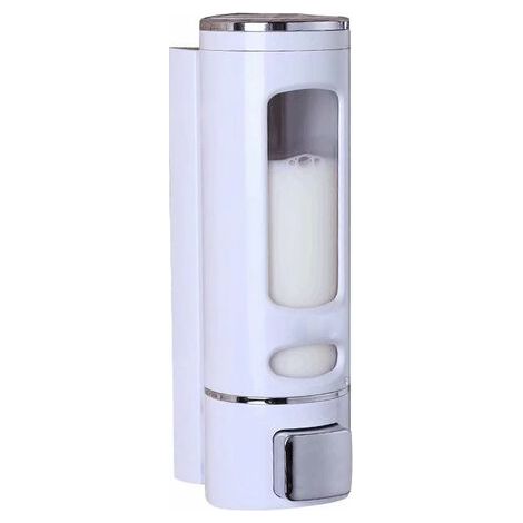 Distributeur de savon mural, distributeur de savon liquide manuel, gel douche, shampooing - 400ml et blanc (1/5)