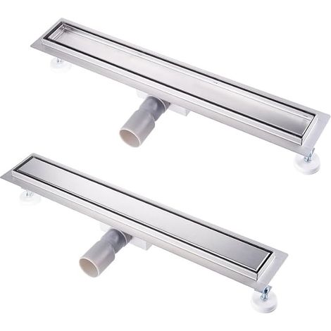 Caniveau de Douche Italienne a Carreler 60 cm Acier Inoxydable Extra Plat Siphon de Sol Douche Italienne pour Salle de Bain (1/5)