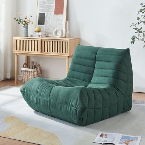 Sillón de suelo Kodsø Tela de microfibra 75x90x100 cm - Verde [en.casa]