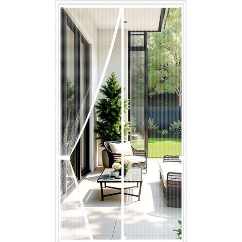 Moustiquaire magnétique blanche – 85x200 cm – Rideau de porte – Empêche les chats de sortir – Salon et chambre (1/5)
