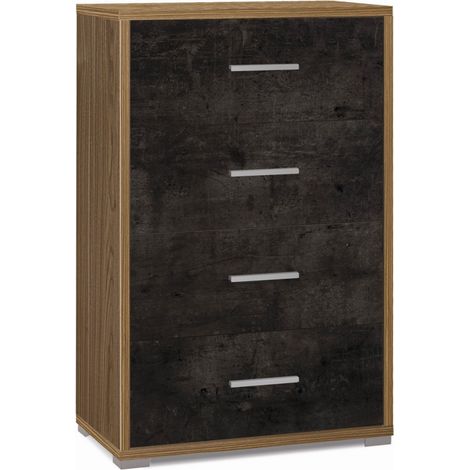 Mobile 4 Cassetti 71L x 41P x h110 – Finitura Legno Noce e Nero Opaco – Sarmog (1/3)