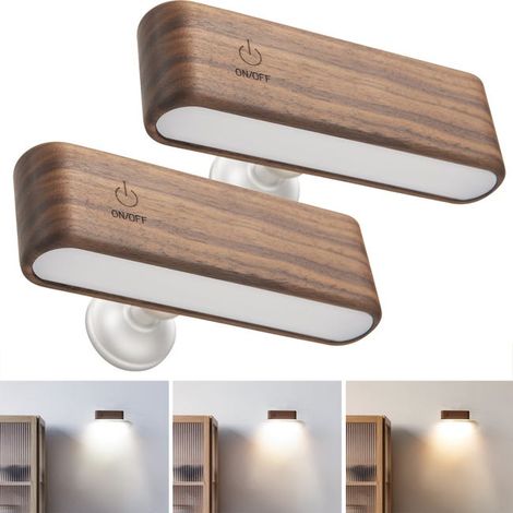 2er-Pack wiederaufladbare LED-Wandlampe, magnetisches Nachtlicht mit einstellbarer Helligkeit, um 360° drehbare Touch-Leselampe