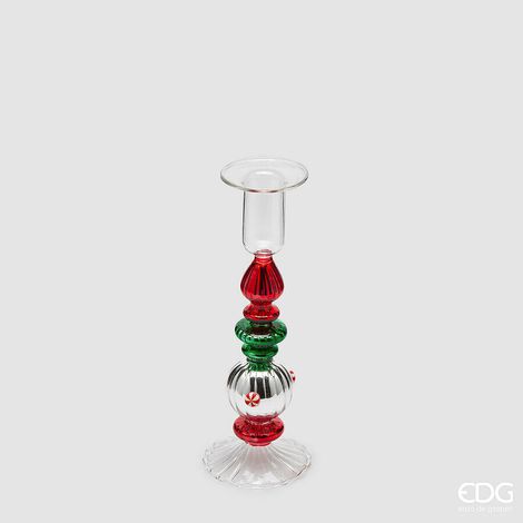 EDG Enzo De Gasperi Portacandela Strati di Natale  H 19 Cm D 6,5 Cm Green Red