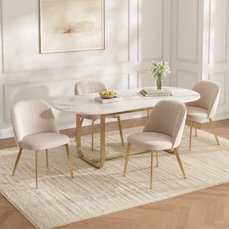 2 fauteuils de salon en velours beige et or, style moderne, confortables et respirants, parfaits pour salle à manger, salon ou cafés
