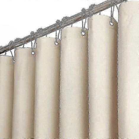 Extra großer Duschvorhang (200 x 240 cm) aus Polyester mit Leinenstruktur, inklusive 12 Haken, strapazierfähiges Material für Badezimmer oder Hotelzimmer (1/5)