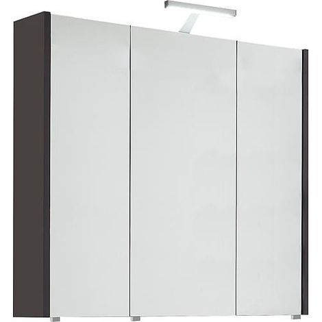Armoire à glace avec éclairage anthracite brillant 3 portes 850x750x188mm (1/5)